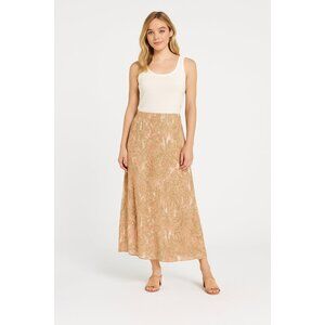 NWT 89th & Madison Coral Paisley Maxi Skirt Boho Chic Flowy Lightweight  Size M